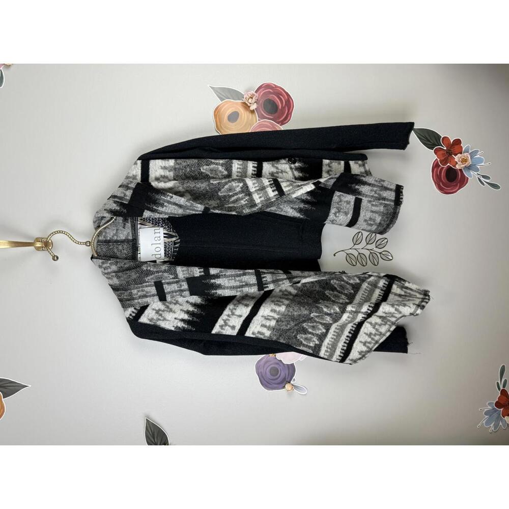 Dolan from Anthropologie Black Geo Knit Open Cardigan - Size - XS